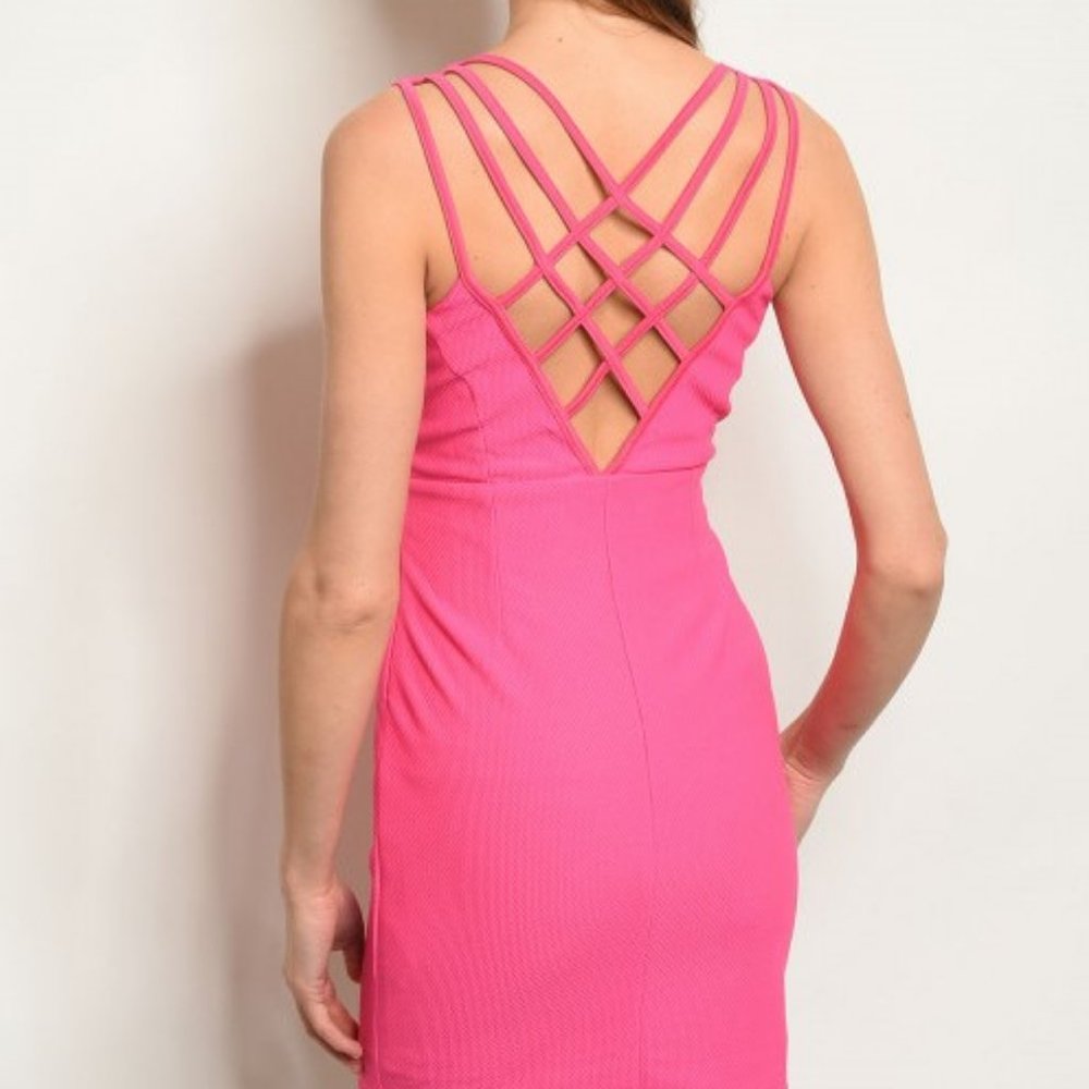 Fuchsia Strappy Back Dress *ALL ITEMS ARE NEW FROM MY CLOSED BOUTIQUE* #8454
